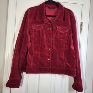 Tribal Deep Red Wine Soft Corduroy Jacket Womens Size 14